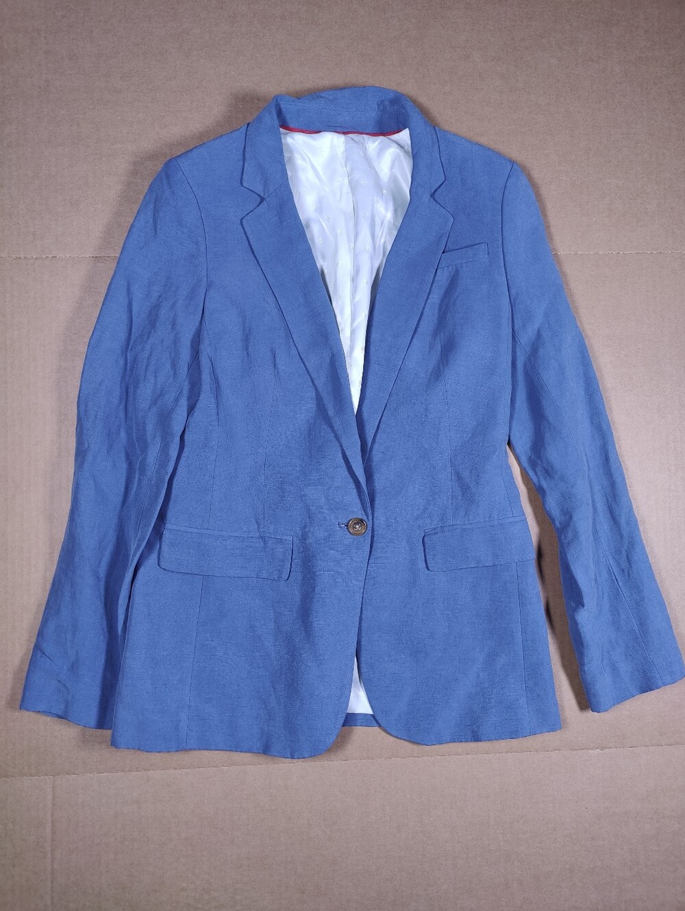 Banana Republic Women's Blue 58% Silk 42% Linen Single Button Blazer Size ~4